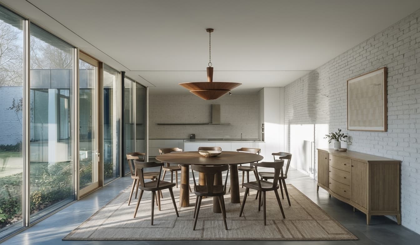 Open dining room staged with real, shoppable furniture by Palazzo