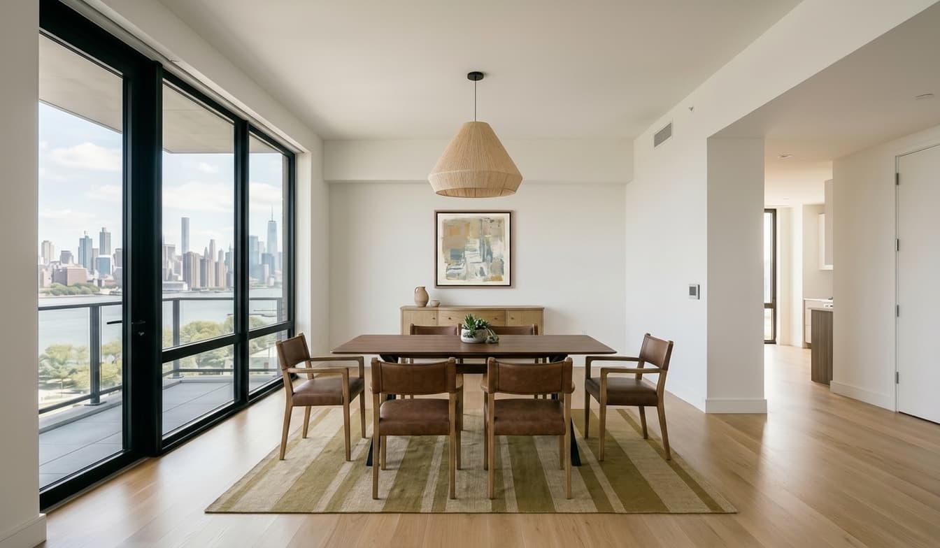Apartment dining room staged with real, shoppable furniture by Palazzo
