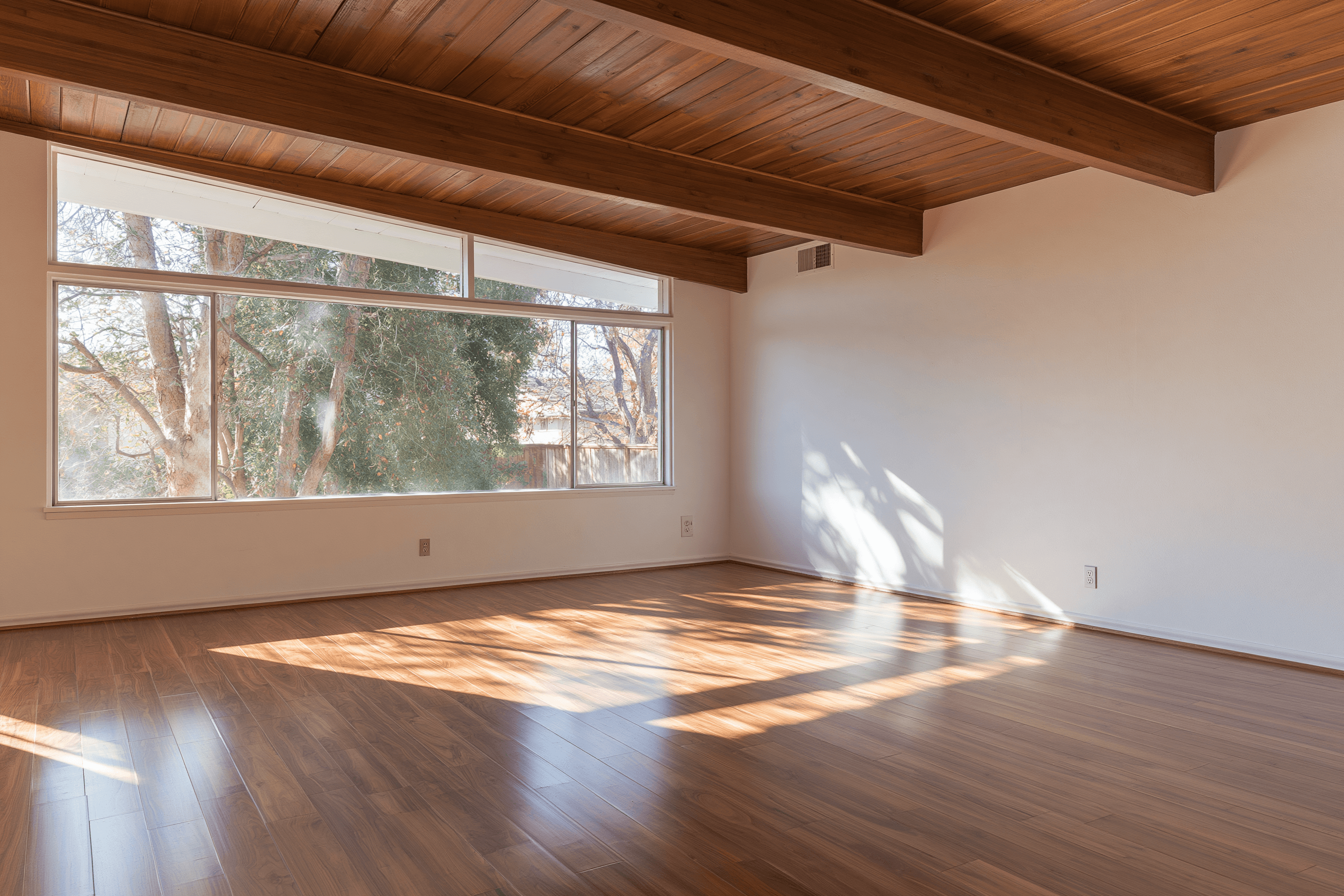 Empty room, wide angle, natural light