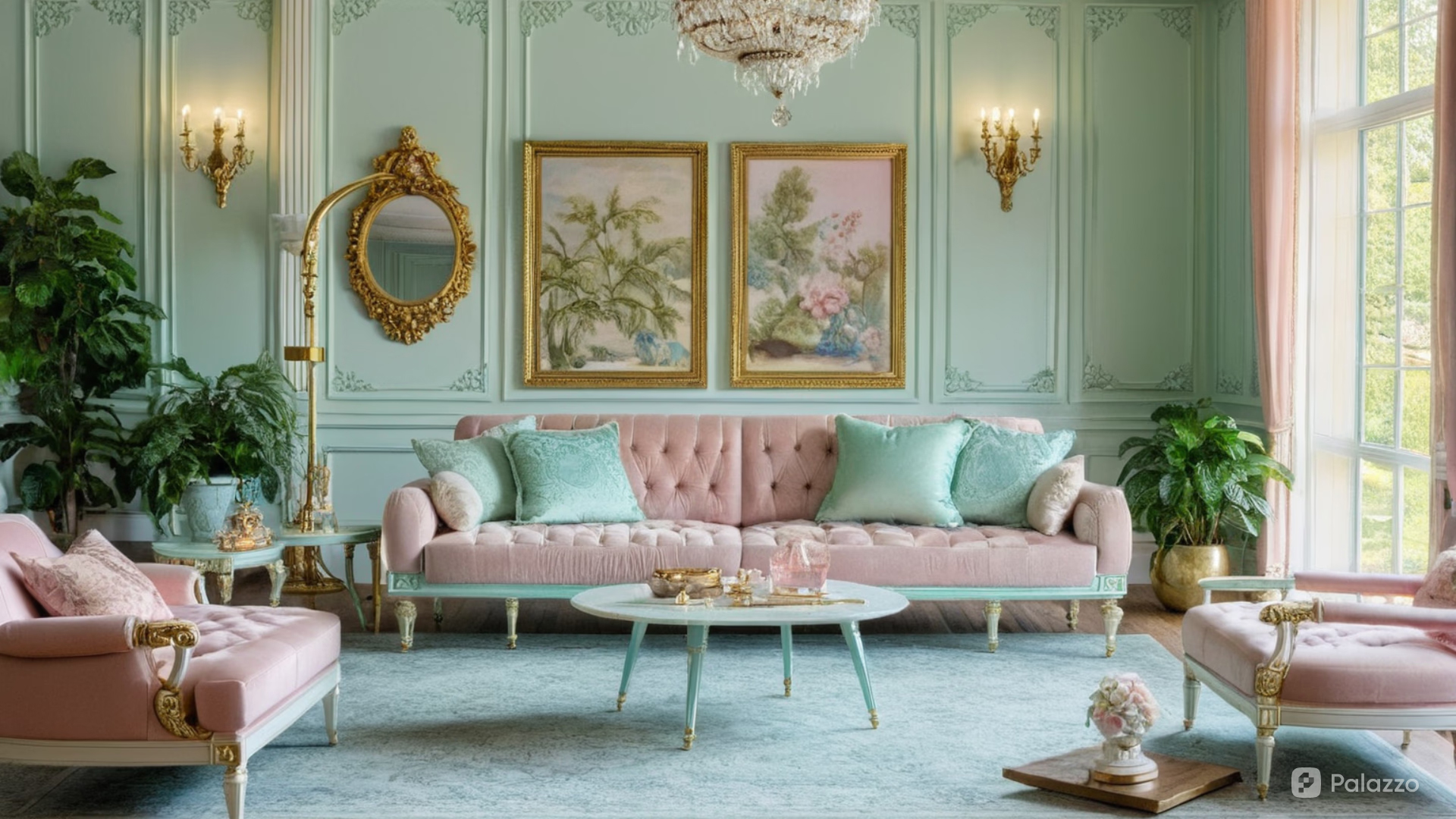 Regency era lavishly appointed living room