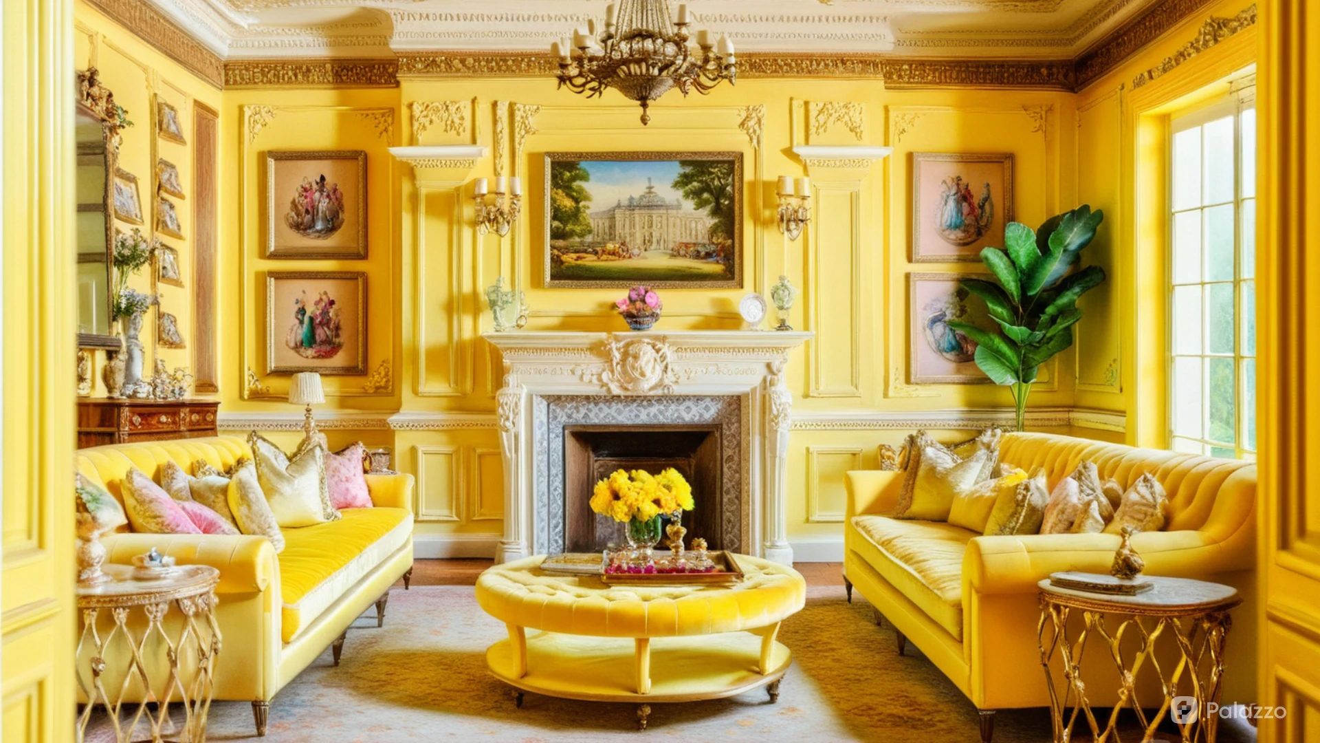 Penelope Featherington's bright and feminine sitting room